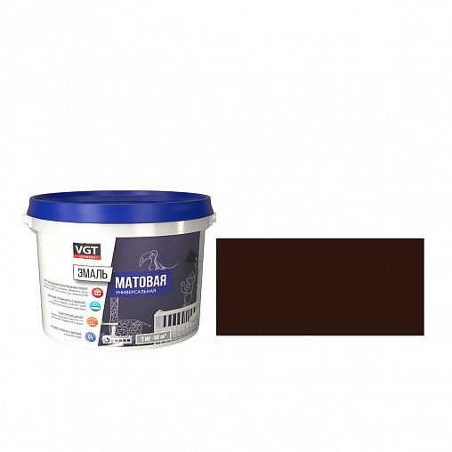 Эмаль универсальная VGT ВД-АК-1179, матовая, 2,5 кг, темно-коричневая фото