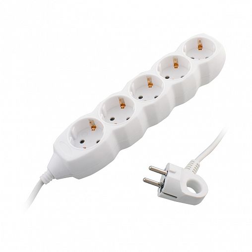 Удлинитель Старт S 5x5-Z, с заземлением, 5 розеток евро, 5 м, белый фото