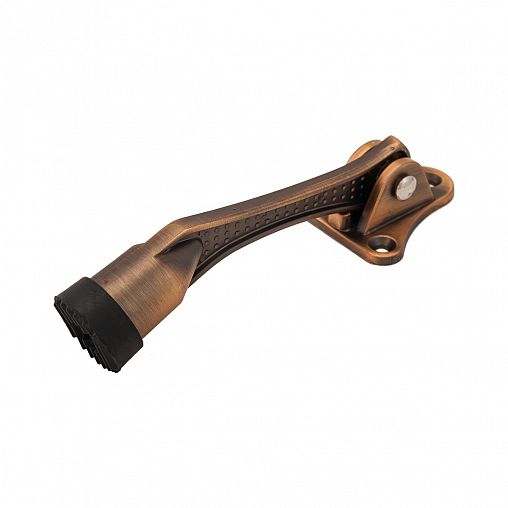 Фиксатор дверной Аллюр КН-130 BR, «козья ножка», античная бронза фото