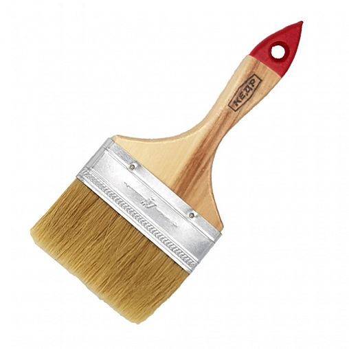 Кисть плоская Кедр №4, натуральная щетина, деревянная ручка, 100 мм фото