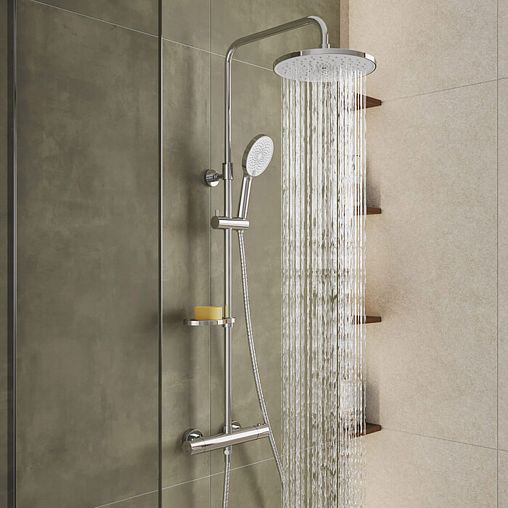 Душевая система с тропическим душем Milardo Ideal Spa, с термостатом, хром фото