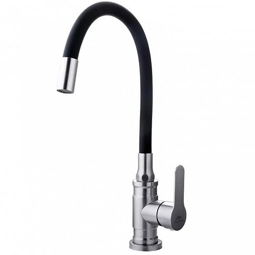 Смеситель для кухни Fashun A54401-7, с гибким изливом, сатин/черный фото Смеситель для кухни Fashun A54401-7, с гибким изливом, сатин/черный фото