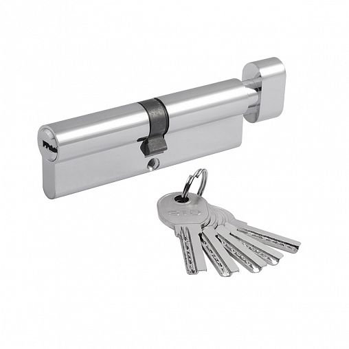 Цилиндровый механизм Нора-М STD AL ЛПВ-100 (50-50), ключ/вертушка, хром фото