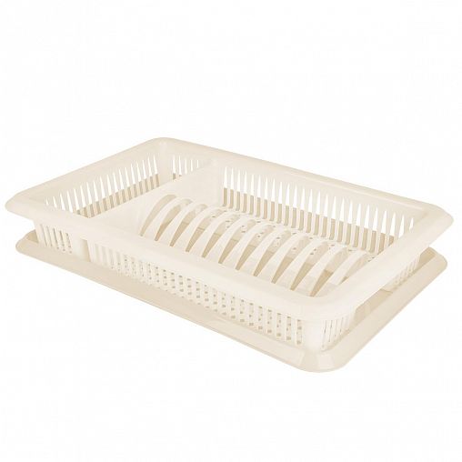 Сушилка для посуды Plast Team, с поддоном, 48 x 30,5 x 8,5 см, молочный туман фото