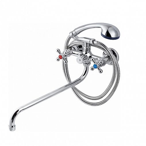 Смеситель для ванны с душем Fauzt FZs-511-54, с длинным изливом, двухвентильный, хром фото