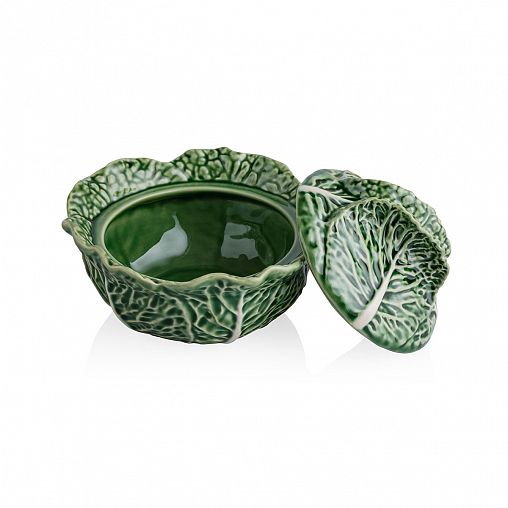 Бульонница Bordallo Pinheiro Капуста, с крышкой, керамическая, d 13,5 см фото
