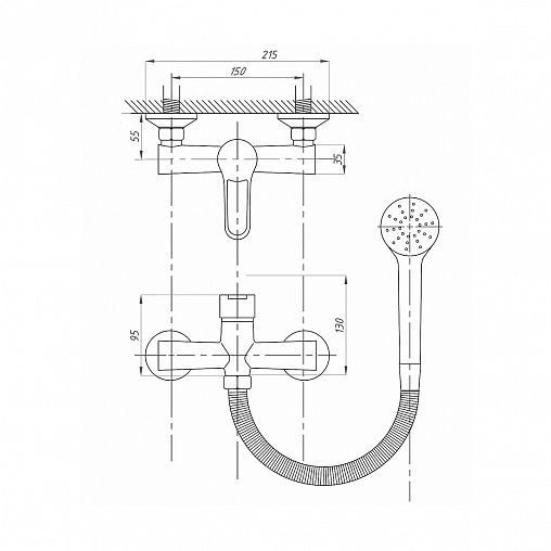 Смеситель для душа Fauzt FZS-241-B101, однорычажный, хром фото