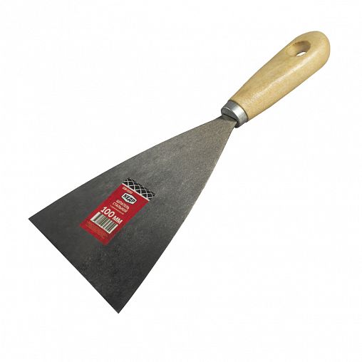 Шпатель Кедр, стальной, деревянная ручка, 100 мм фото