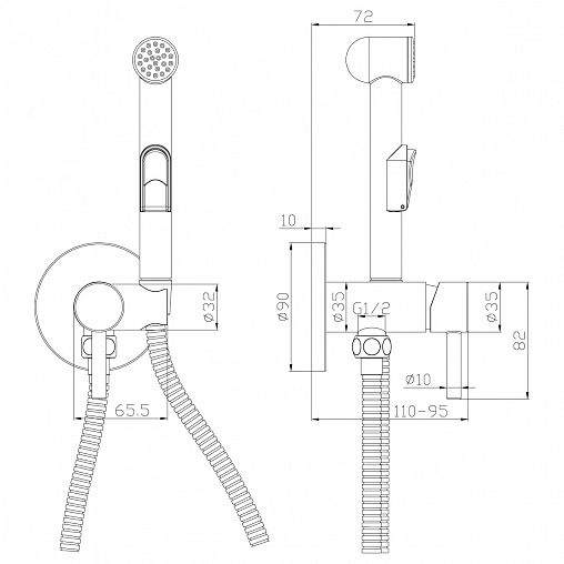Гигиенический душ Rossinka X25-51, хром фото