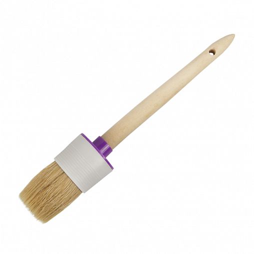 Кисть круглая Krafor №12, натуральная щетина, деревянная ручка, 45 мм фото