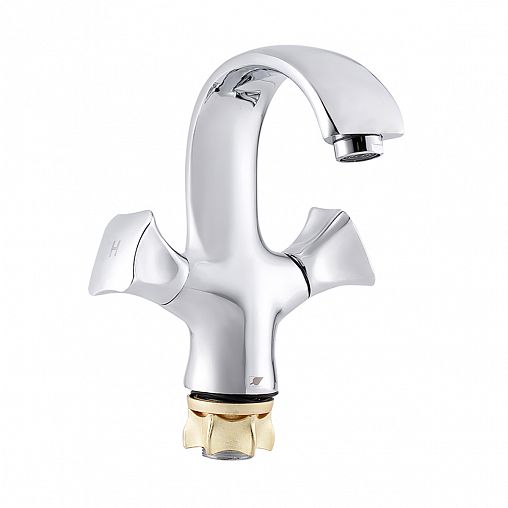 Смеситель для раковины с коротким изливом Профсан ПСМ-717-38, двухвентильный, хром фото