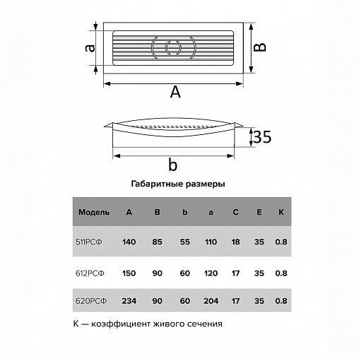 Вентиляционная решетка Era 620РСФ, пластиковая, с фланцем 204 x 60 мм, 234 x 90 мм фото