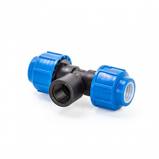 Тройник компрессионный для ПНД труб Lammin, внутренняя резьба, 20 x 1" фото