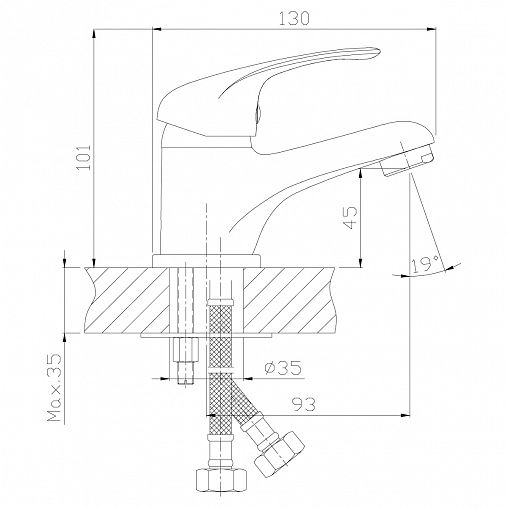 Смеситель для раковины Rossinka A35-11, однорычажный, хром фото