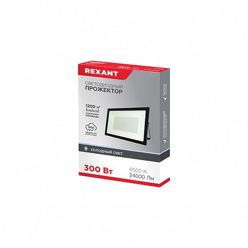 Прожектор светодиодный Rexant, 300 Вт, 6500 К, IP65, черный фото