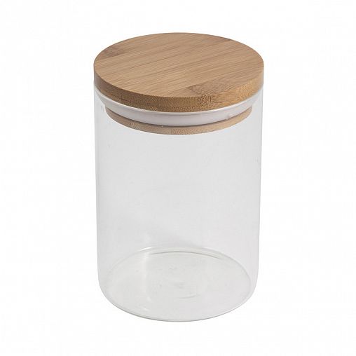Банка для сыпучих продуктов Mallony Bambu, стеклянная, с крышкой, 0,6 л фото