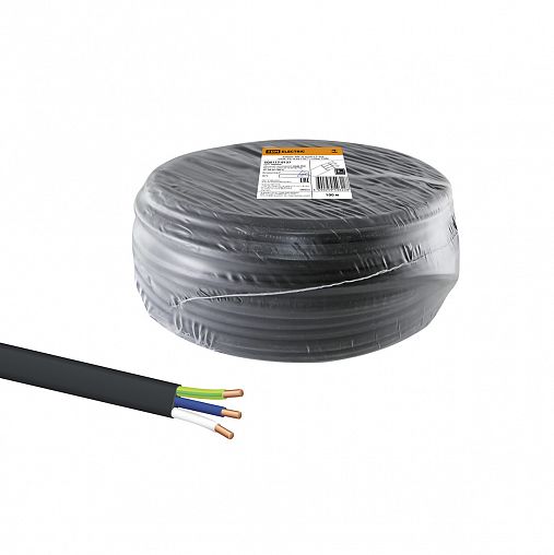 Кабель силовой ВВГ-П нг(А)-LS Tdm Electric, 3 x 4 мм², ГОСТ, 100 м, черный фото