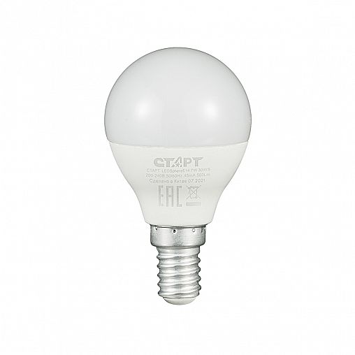 Лампа светодиодная LED Старт ECO Шар, E14, 7 Вт, 2700 K, теплый свет фото