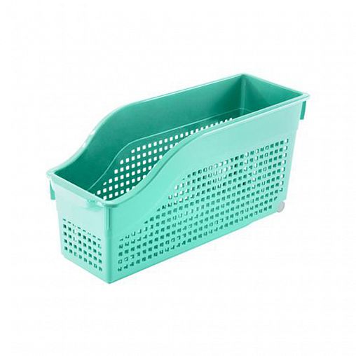 Контейнер хозяйственный Violet Лофт 355 x 130 x 170 мм на колесах, узкий, шалфей фото