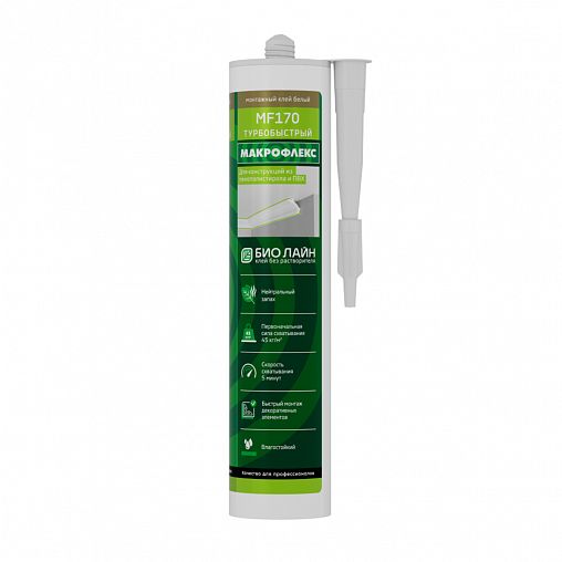 Монтажный клей турбобыстрый Макрофлекс Bio Line MF170, 400 г, белый фото