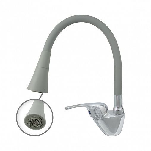 Смеситель для кухни Центр Сантехники Престиж ЦС-СМ 27/2Г D35 М42 Bell, с гибким изливом, серый фото