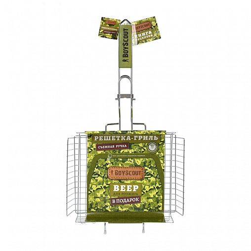 Решетка-гриль Boyscout со съемной ручкой и картонным веером, 30 x 25 x 5,5 см фото