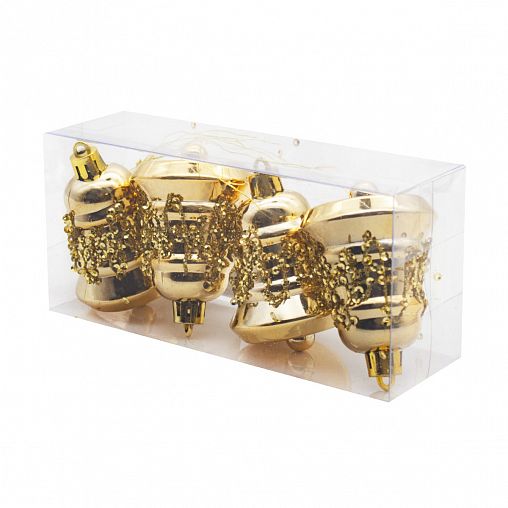 Набор елочных украшений Колокольчики, 6,5 x 5 см, 4 шт, золото фото