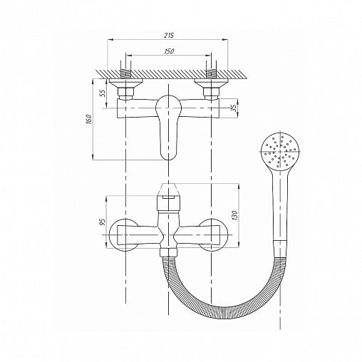 Смеситель для душа Fauzt FZS-241-B100, однорычажный, хром фото