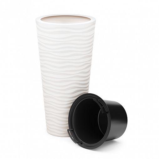 Кашпо напольное Альтернатива Оазис, с внутренним горшком, 63 л, белое фото