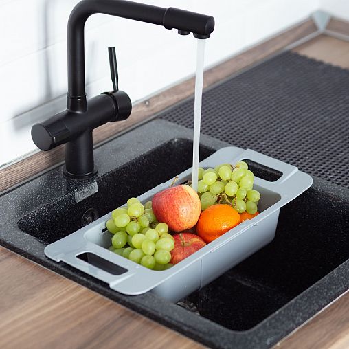 Дуршлаг раздвижной на раковину Альтернатива, (48)37,5 x 17 x 8,5 см, белый фото