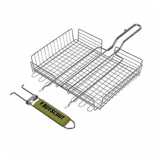 Решетка-гриль Boyscout со съемной ручкой и картонным веером, 30 x 25 x 5,5 см фото