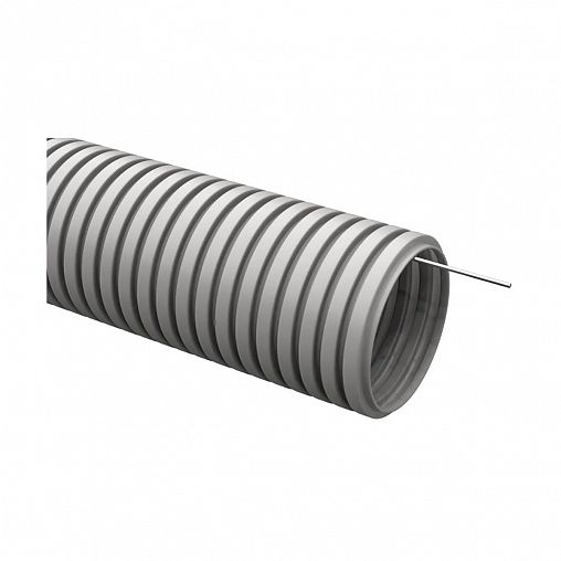 Труба гофрированная ПВХ IEK, с зондом, d 16 мм, 50 м, серая фото