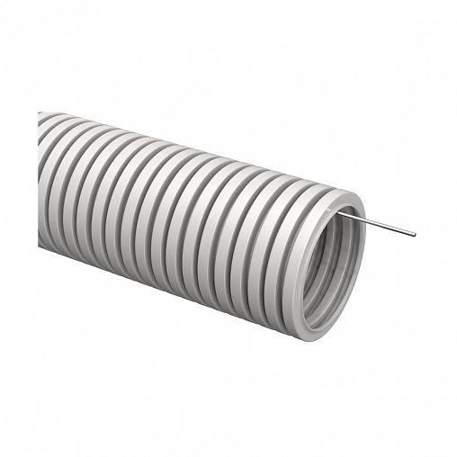 Труба гофрированная ПВХ IEK, с зондом, d 16 мм, 10 м, серая фото