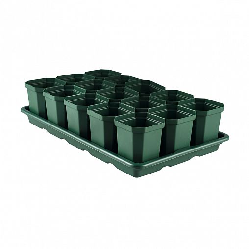 Набор для рассады Альтернатива, 410 x 245 x 95 мм, 15 горшочков 300 мл на поддоне фото