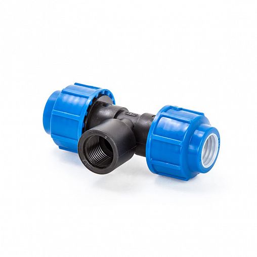 Тройник компрессионный для ПНД труб Lammin, внутренняя резьба, 25 x 3/4" фото