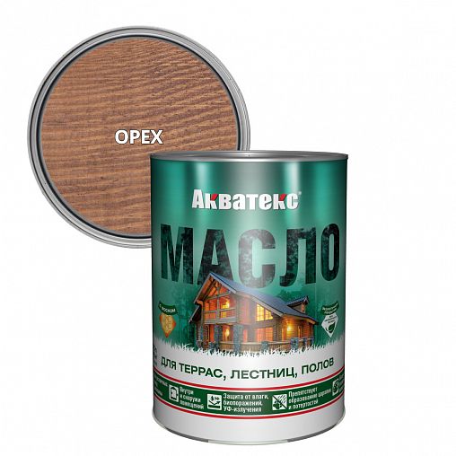 Масло для террас, лестниц, полов Акватекс, матовое, орех, 0,75 л фото