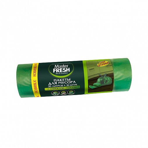 Мешки для мусора Master Fresh, с ушками, 12 мкм, 35 л, 30 шт, зеленые фото