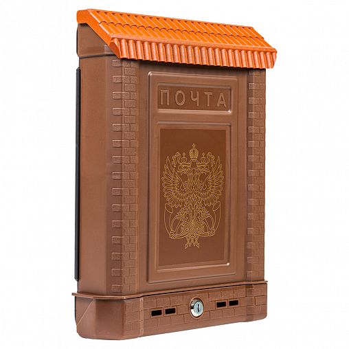 Почтовый ящик Цикл Премиум, с металлическим замком, коричневый фото