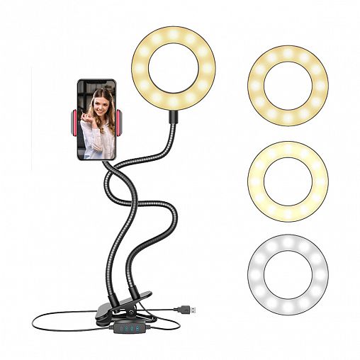 Лампа кольцевая светодиодная на прищепке Energy EM-010 Pro фото