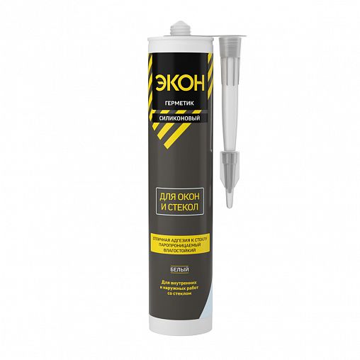 Силиконовый герметик для окон и стекол Экон, 280 мл, белый фото