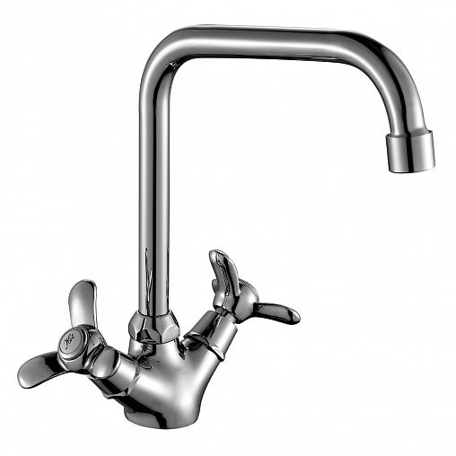 Смеситель для кухни Rossinka Q02-72, двухвентильный, хром фото