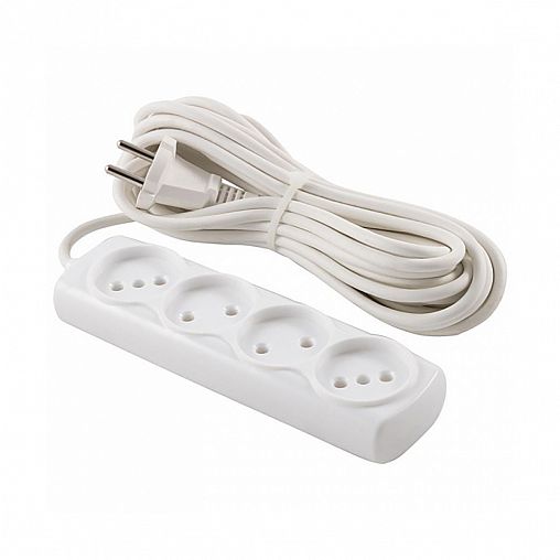 Удлинитель Engy Премиум, ПВС 2 x 0,75 мм, 4 розетки, 7 м, белый фото