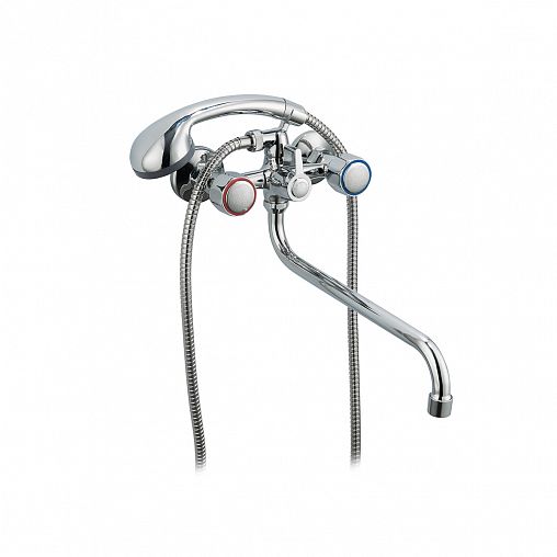 Смеситель для ванны с душем Frud R22109, с длинным изливом,  двухвентильный, хром фото
