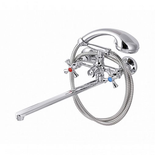 Смеситель для ванны с душем Профсан ПСМ-159-ЕК/75, с длинным изливом, двухвентильный, хром фото