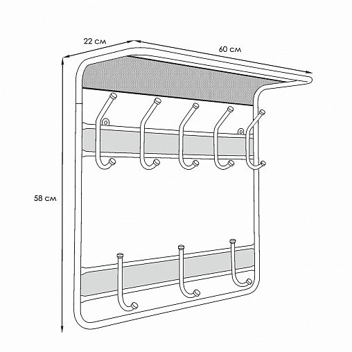 Вешалка настенная с полкой и крючками
