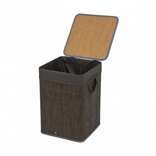 Корзина для белья Рыжий кот BLB-08-G, бамбук, 61 л, серая фото