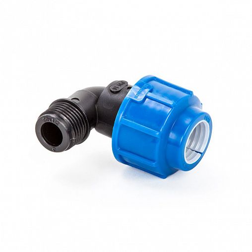 Отвод компрессионный для ПНД труб Lammin, наружная резьба, 25 x 1" фото