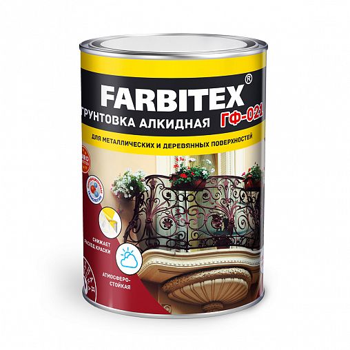Грунт ГФ-021 Farbitex, 1,8 кг, серый фото