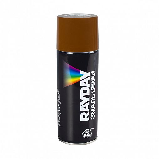 Краска аэрозольная акриловая Rayday RD-064, глянцевая, 520 мл, RAL 8003, коричневая фото