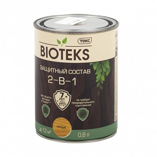 Защитный лессирующий состав для дерева Bioteks 2-в-1, 0,8 л, груша фото